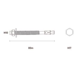 Easyfix Through Bolts M10 x 80mm 10 Pack