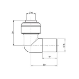 ETAL  Brass Push-Fit Reducing 90° Stem Elbow F 10mm x M 15mm 2 Pack