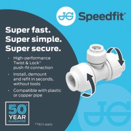 JG Speedfit  Plastic Push-Fit Reducing Tee 22mm x 15mm x 22mm