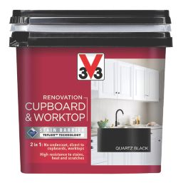 V33 Renovation Cupboard & Worktop Paint Satin Quartz Black 750ml