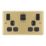 LAP  13A 2-Gang SP Switched Socket + 3A 22W 2-Outlet Type A & C USB Charger Satin Brass with Black Inserts