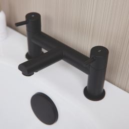 ETAL Juke Matt Black 112mm Deck Mounted Lever 2 Tap Holes Bath Mixer Tap