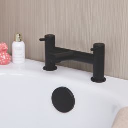 ETAL Juke Matt Black 112mm Deck Mounted Lever 2 Tap Holes Bath Mixer Tap