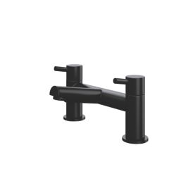ETAL Juke Matt Black 112mm Deck Mounted Lever 2 Tap Holes Bath Mixer Tap
