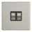 Contactum Lyric 10AX 2-Gang 2-Way Light Switch  Brushed Steel with Black Inserts