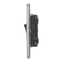 Contactum Lyric 10AX 2-Gang 2-Way Light Switch  Brushed Steel with Black Inserts