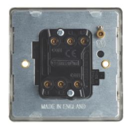 Contactum Lyric 10AX 2-Gang 2-Way Light Switch  Brushed Steel with Black Inserts