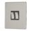 Contactum Lyric 10AX 2-Gang 2-Way Light Switch  Brushed Steel with Black Inserts