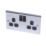 LAP  13A 2-Gang SP Switched Plug Sockets Polished Chrome  with Black Inserts 5 Pack