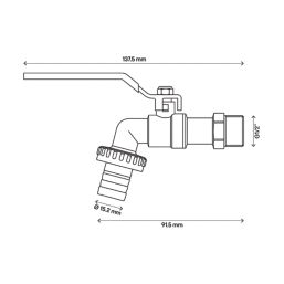 Flomasta Union Bib Cock 138mm H x 75mm L 1/2" x 3/4"