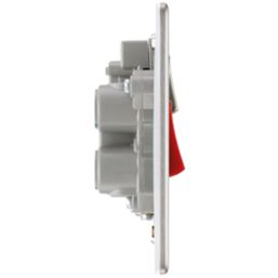 LAP  45A 2-Gang DP Cooker Switch & 13A DP Switched Socket Brushed Stainless Steel with LED with Graphite Inserts