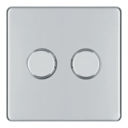 LAP  2-Gang 2-Way LED Dimmer Switch  Polished Chrome with Colour-Matched Inserts