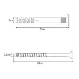 Easyfix  Nylon & Steel Mushroom Head Hammer Fixings 6mm x 80mm 50 Pack