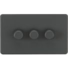 Knightsbridge  3-Gang 2-Way LED Intelligent Dimmer Switch  Anthracite