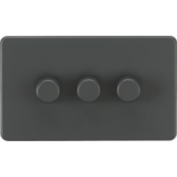 Knightsbridge  3-Gang 2-Way LED Intelligent Dimmer Switch  Anthracite