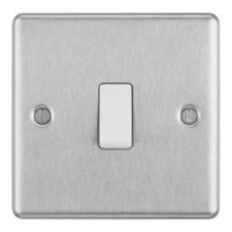 LAP  20A 16AX 1-Gang 2-Way Light Switch  Brushed Stainless Steel with White Inserts