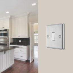LAP  20A 16AX 1-Gang 2-Way Light Switch  Brushed Stainless Steel with White Inserts