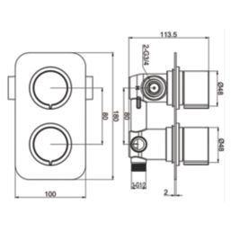 ETAL Pinto Concealed 3 Outlets Thermostatic Chrome Shower Valve With Diverter