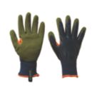 ClipGlove Warm 'n' Waterproof   Polyester & Latex Gardening Gloves Navy / Khaki Large