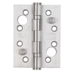 Smith & Locke  Satin Stainless Steel Grade 13 Fire Rated Security Hinges 102mm x 76mm 2 Pack