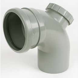 FloPlast  Push-Fit -Boss 92.5° Single Socket Access Bend Grey 110mm