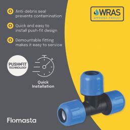 Flomasta  Polybutylene, PEX & Copper Push-Fit Equal MDPE Tee 20mm