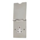 Contactum 3344BSW 13A 1-Gang Unswitched Floor Socket Brushed Steel with White Inserts
