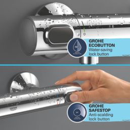 Grohe Precision Flow Rear-Fed Exposed Chrome Thermostatic Shower Mixer Set