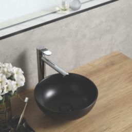 Swirl Chagan Matt Black Basin No Tap Holes 328mm