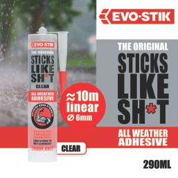 Evo-Stik Sticks Like Sh*t Solvent-Free All-Weather Adhesive Clear 290ml 12 Pack