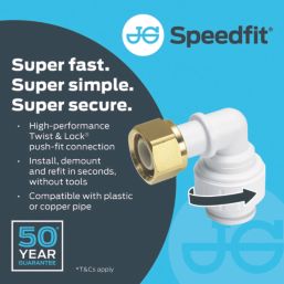 JG Speedfit  Plastic Push-Fit Angled Tap Connector 15mm x 1/2"