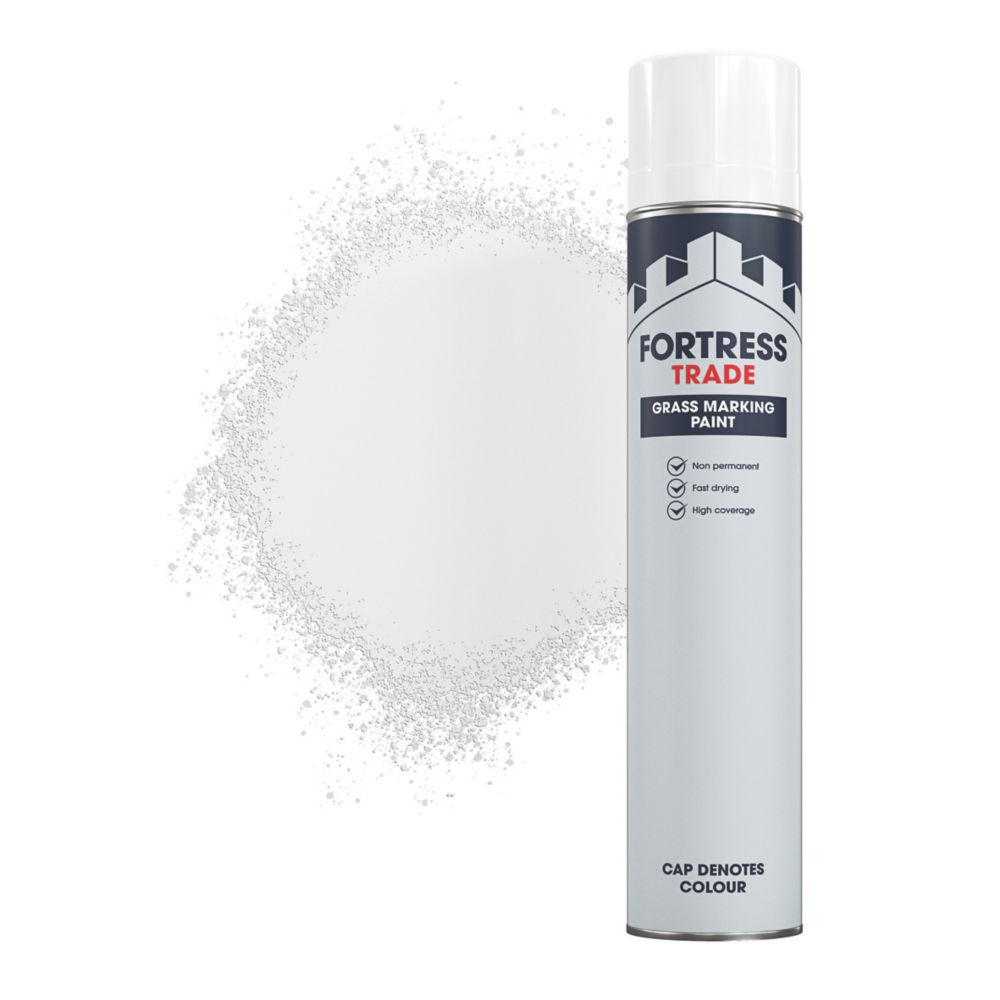 Fortress Trade 750ml White Matt Grass Marking Spray Paint Screwfix
