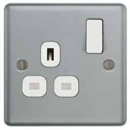 British General  13A 1-Gang DP Switched Metal Clad Power Socket  with White Inserts