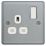 British General  13A 1-Gang DP Switched Metal Clad Power Socket  with White Inserts