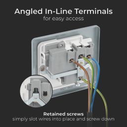 British General   13A 1-Gang DP Switched Metal Clad Power Socket  with White Inserts
