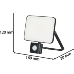 Brackenheath iSpot Frameless II Indoor & Outdoor LED Floodlight With PIR Sensor Black 30W 3300lm