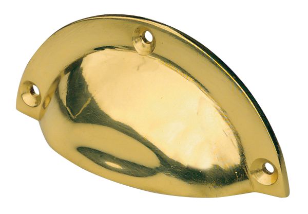 SOLID BRASS CUP HANDLE - POLISHED 92MM
