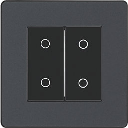 British General Evolve 2-Gang 2-Way LED Double Master Touch Trailing Edge Dimmer Switch  Grey with Black Inserts
