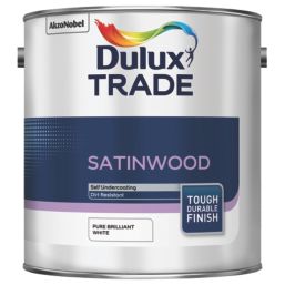 Dulux Trade 2.5Ltr Pure Brilliant White Satin Solvent-Based Trim Paint
