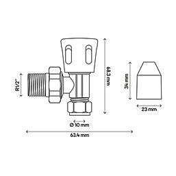 Flomasta  White Angled Manual Radiator Valve  10mm x 21mm