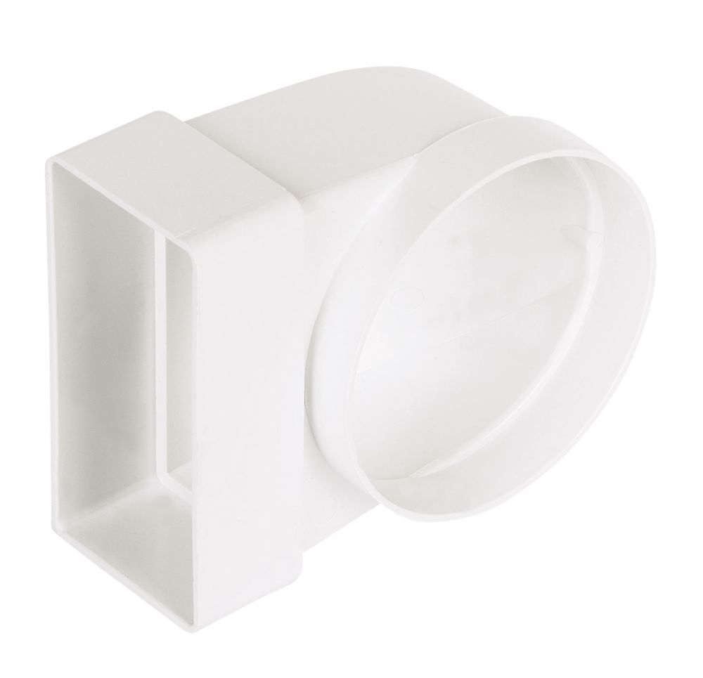Manrose Round to Rectangular 90° Bend Appliance Connector White 100mm Screwfix