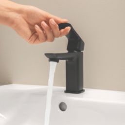 Grohe Dice Matt Black 185mm Standard Lever Mono Basin Mixer Tap  With Clicker Waste