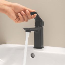 Grohe Dice Matt Black 185mm Standard Lever Mono Basin Mixer Tap  With Clicker Waste
