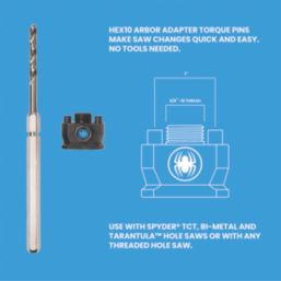 Spyder  Hex Shank Multi-Material Hole Saw Arbor with 186mm Pilot Drill