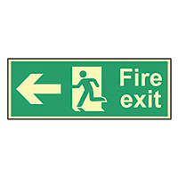 Photoluminescent "Fire Exit Man Left Arrow" Sign 150 x 400mm