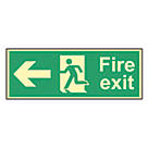 Photoluminescent "Fire Exit Man Left Arrow" Sign 150 x 400mm