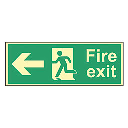 Photoluminescent "Fire Exit Man Left Arrow" Sign 150mm x 400mm
