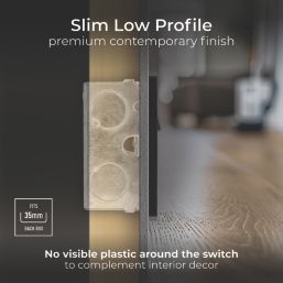 British General Evolve 13A 1-Gang SP Switched Socket Black Chrome  with Black Inserts