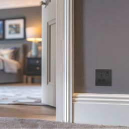 British General Evolve 13A 1-Gang SP Switched Socket Black Chrome  with Black Inserts