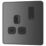 British General Evolve 13A 1-Gang SP Switched Socket Black Chrome  with Black Inserts